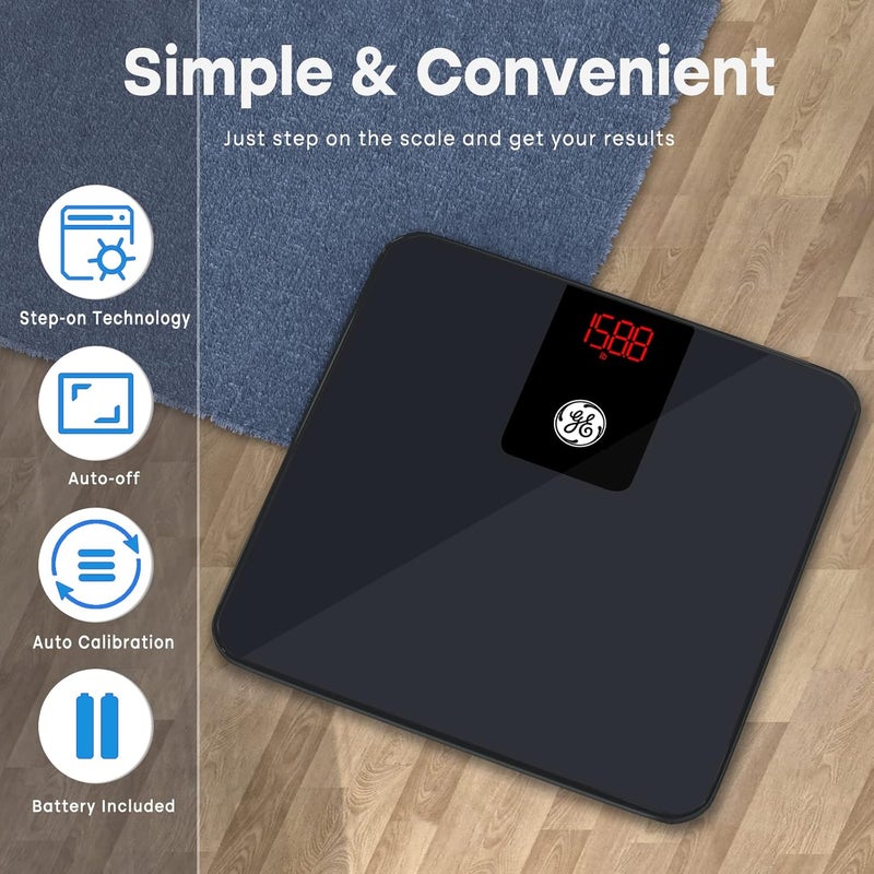 GE Digital Bathroom Scale for Weight, Smart Bluetooth Body Weight and BMI, Electronic Black Weighing Scale for Bath Home, Accurate 400lb Capacity - Image 3